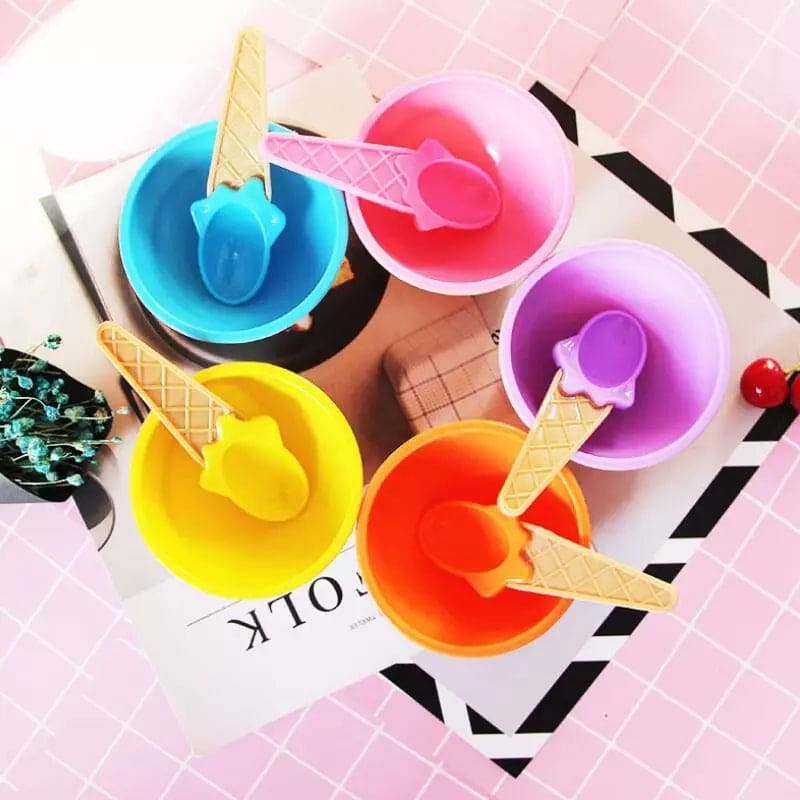 Set of 3 Cream Cups Set With Spoon, Daily Merchandise Plastic Bowl, DIY Ice Cone Dessert Bowl, Tableware Reusable Bowls Spoons Set Set of 3 Cream Cups Set With Spoon, Daily Merchandise Plastic Bowl, DIY Ice Cone Dessert Bowl, Tableware Reusable Bowls Spoons Set